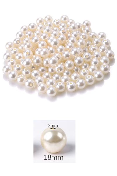 sedustore 50grams 18mm cream color plastic pearl beads for bags and jewelry making bead (~11pcs)