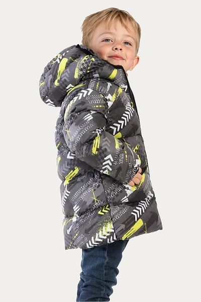 Montstop Boys' Winter Jacket - Yellow, Black, Digital Pattern, Fleece Water and Windproof, Hooded