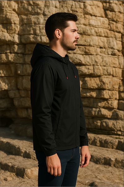 freemen Men's Black Lined Water and Windproof Outdoor Coat, 4 Seasons