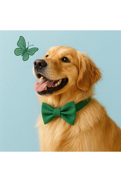 Lusi Doog Green Bow Tie Dog Collar