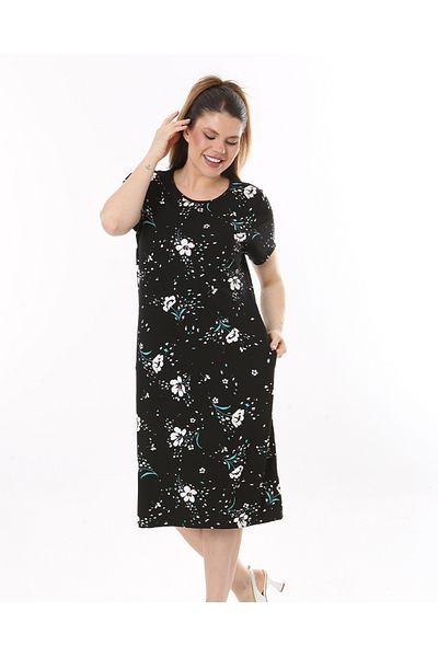 rotop Rochie casual Lola, model 45, cu buzunare, Culoare Negru, Marime 54