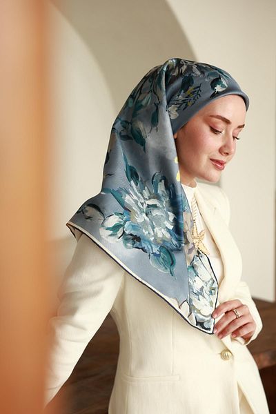 Silk Home Μεταξωτό φουλάρι Tivil 11467-13 Μπλε μικτό σχέδιο
