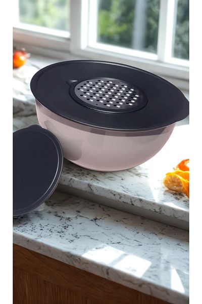 MevsimSepeti Multi-Purpose Whisk & Grater & Storage Container – 3 in 1 Kitchen Container – Plastic Bowl Set with Lid