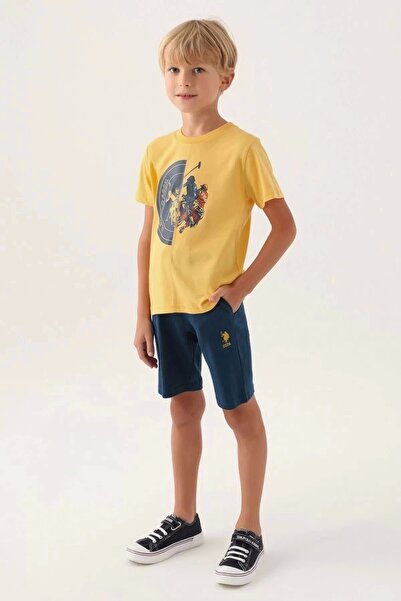 U.S. Polo Assn. Costum bermudă pentru băiat, cu licență, Dual Cream, U.S. Pol...