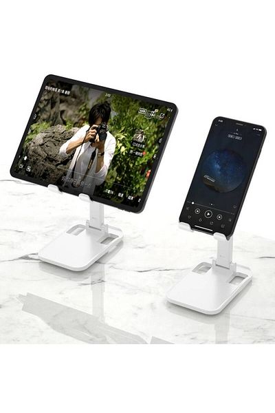 DUDAO Foldable, Telescopic and Portable Desk Stand for Phone or Tablet (4 - 12 Inch) - White