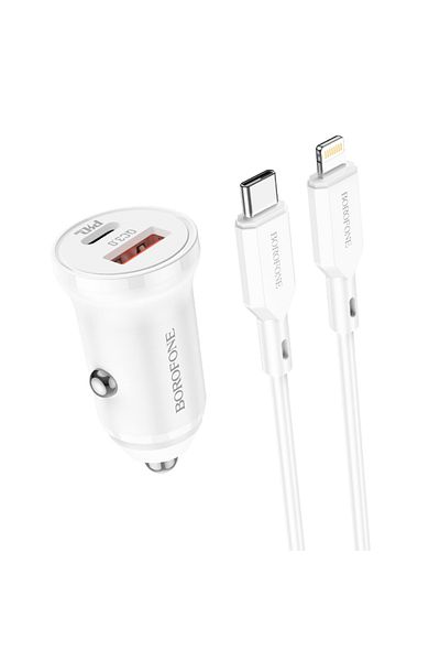Borofone Încărcător auto pentru telefon / tabletă - USB-C TIP C - PD 20W QC 3.0 18W Cablu tip C la Lightning Borofone