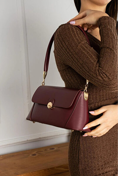 MISS IPEKYOL Kadın Bordo Baget Retro Model Şık Vintage Omuz Çanta (MISS IPEKY...