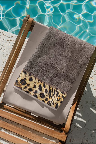 Ellaline Leopard Beach Towel 100% Cotton Certified Sea & Pool Towel Brown 70X140Cm