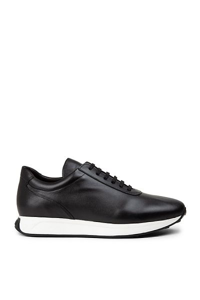 Deery Genuine Leather Men's Black Sneakers
