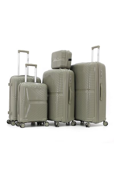 Fancl Hardshell Luggage Trolley 4 pcs Set + Makeup - OLIVE