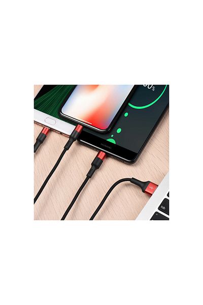 Hoco USB Charging Cable - Lightning / USB Type-C / Micro USB 1 m, Black-Red