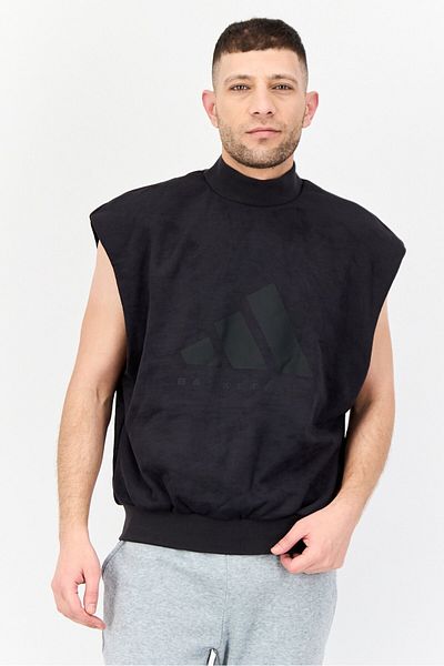 adidas Men Sportswear Fit Sleeveless Basketball Sweatshirt, Black