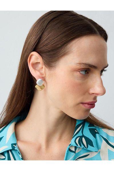 Jimmy Key Mixed Double Square Figured Earrings