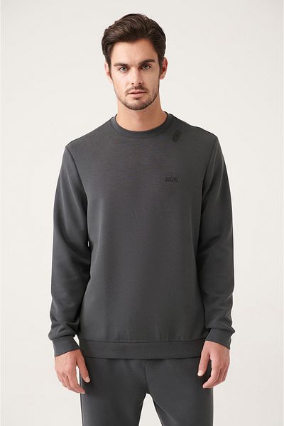 Avva Ανδρικό φούτερ Anthracite Soft Touch Crew Neck με στάμπα A31y1207