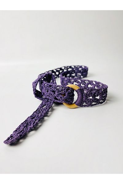 PACHİRA 115 Cm Damson Paper String Straw Knitted Belt