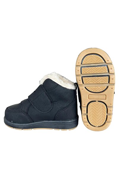 Liger Panda Detaylı Kürklü Unisex Çocuk Bebe Bot SİYAH