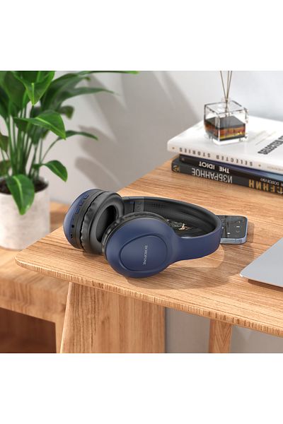 Borofone BO19 On Ear Headphones, Wireless, Bluetooth 5.3, Microphone, 20 Hours Battery Life, Blue