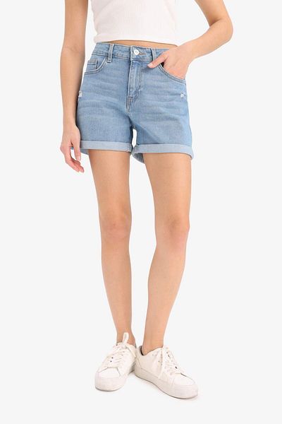 DeFacto Normal Waist Washed Pocket Double Leg Jean Shorts E0701Ax25Sm