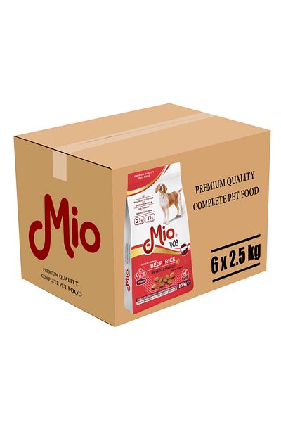 MİO Hrana uscata caini 15Kg❤️, Cutie 6 Saci 2.5Kg, boabe caini Mio Dog, Premium hrana caini⭕ vitel orez