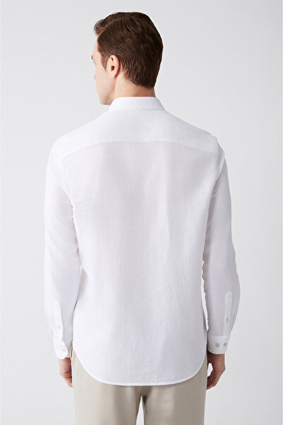 Avva Чоловіча біла сорочка з 100% бавовни з ґудзиковим коміром A31Y2004