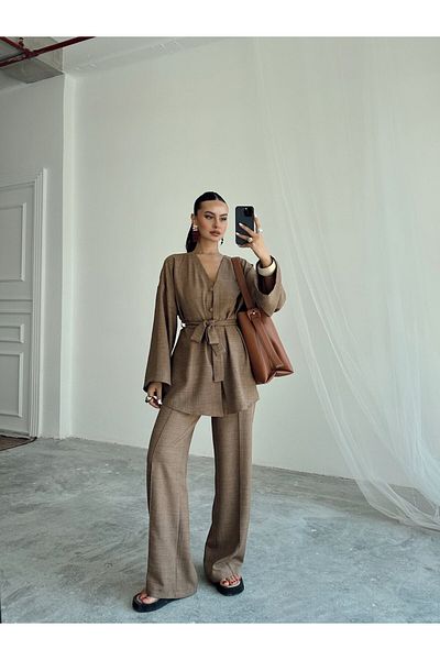 mydukkan.co Button Detail Belted Kimono Set