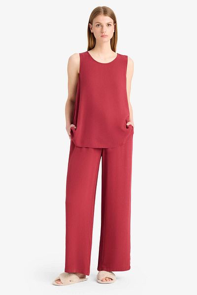 DeFacto Regular Fit Stretchy Waisted Lace-Up Beach Pants-Fall in Love D9763Ax25Sm