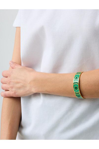 Jimmy Key Green Ethnic Patterned Bracelet