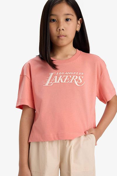 DeFacto Girls Nba Los Angeles Lakers Loose Fit Crew Neck Short Sleeve T-Shirt E7633A825Hs