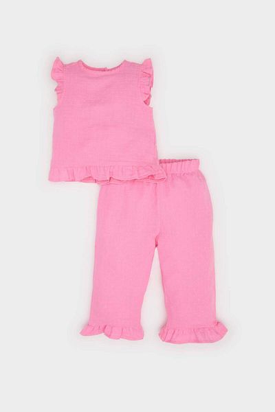 DeFacto Baby Girl Set of 2 Sleeveless T-Shirt with Elastic Waist Bottom E8388A525Sm