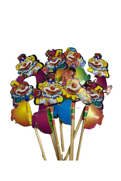 KENT Colorful Cake Toothpicks 25 Pieces - for Clown, Party, Presentation, Celebration and Birthday