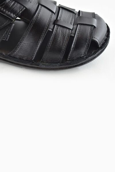 CihanShoes Garantili %100 Hakiki Deri Jell Topuk Erkek Sandalet Ayakkabı 40-41-42-43-44-45 Numara Siyah