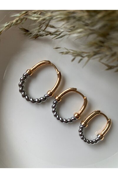 Luvitaaksesuar 3'lü Burgulu İki Renk Halka Küpe Seti