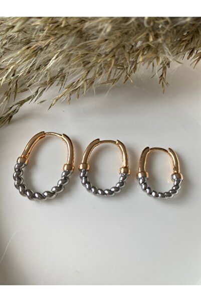 Luvitaaksesuar 3'lü Burgulu İki Renk Halka Küpe Seti