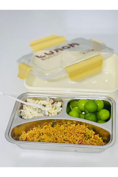 Kayra Stone Food Transport Storage Container with 3 Compartments(Shipping Is Provided as Mixed)