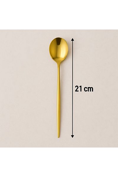 TARIK HOME GOLD STAINLESS STEEL 6 PIECES ROUND FORM EAT SPOON