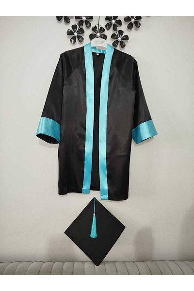 Trendy Mall Set of 2 Turquoise Graduation Robe, Blue Graduation Robe-Kep for School
