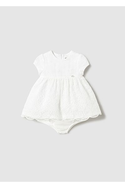 MAYORAL Newborn Baby Girl Embroidered Tulle Dress and Diaper Cover