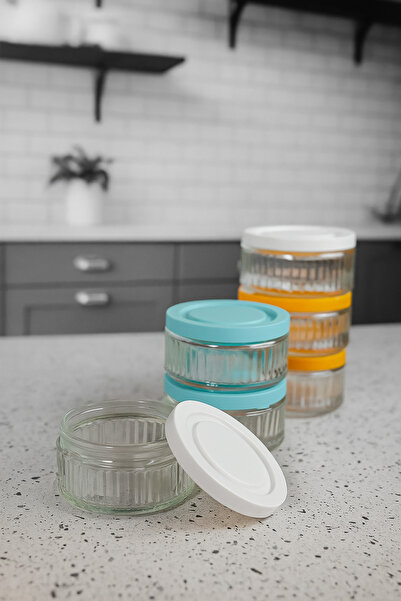 ZURİ DESİGN Set of 6 Airtight Glass Bowls - 140 Cc |   Mixed Color Lid, Leak Proof Storage Container Multi-Purpose