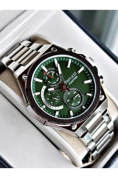 Ferrucci Silver Color Sport Elite Function Guaranteed Men's Wrist Watch + Bracelet