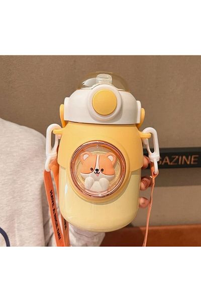 CNSZ Flask Cute Thermos Kids Bottle / Yellow / 750ml Straw / Stainless Steel