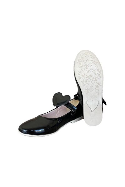 Liger Girl's Black Heart Ballerina Shoes
