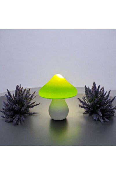 ALCAN D Yeşil LED Mantar Gece Lambası – Pilli Dekoratif Masa & Oda Işığı