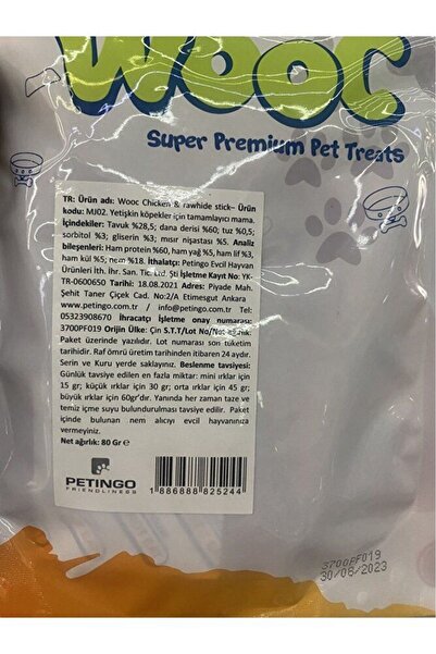 Wooc Super Premium Pet Treats Chicken & Rawhide Stick 80 Gr