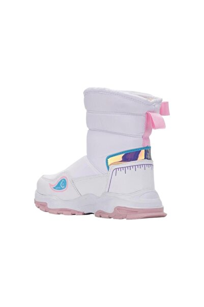 Liger Girl - Water Repellent White Furry Velcro Snow Boots