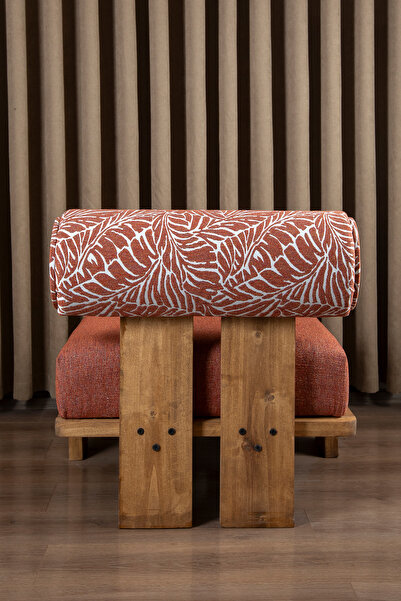 Aberteka VOOG Doğal Ahşap Jakarlı Dokuma Kumaş Modern Berjer