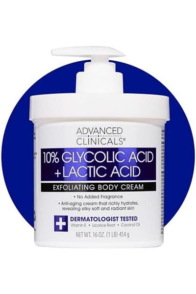 ADVANCED CLİNİCALS Advanced Clinicals 10% Glycolic Acid + Lactic Acid Lotion Exfoliant Moisturizing Cream with Hyaluron