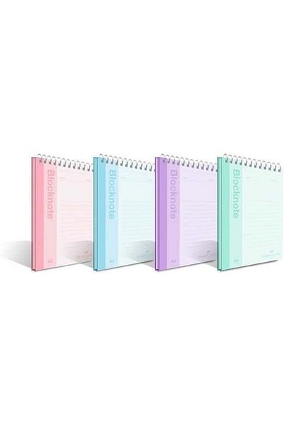 STOREMAX Muartshop Pastel Color Memo Pad, A4, 80 Sheets, Plain Pages, Cardboard Cover, Spiral Binding, 70g Paper, as