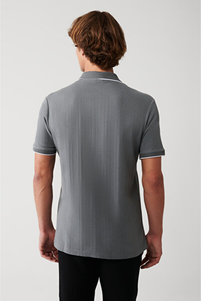 Avva Men's Gray 100% Cotton Ribbed Short Sleeve Shirt A31Y2239