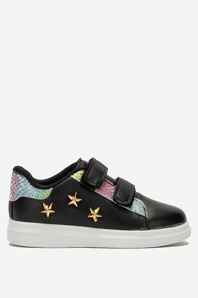 Liger Pantofi sport pentru fete cu accesorii velcro NEGRI