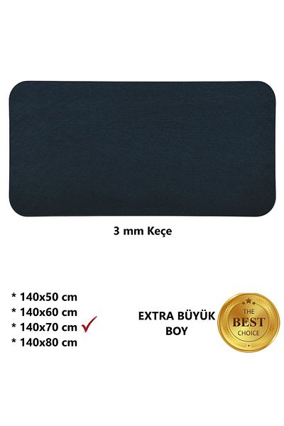 Next Craft Черна подложка за мишка XXL, екстра голям размер, 3 мм филц, защитна подложка за настолен компютър